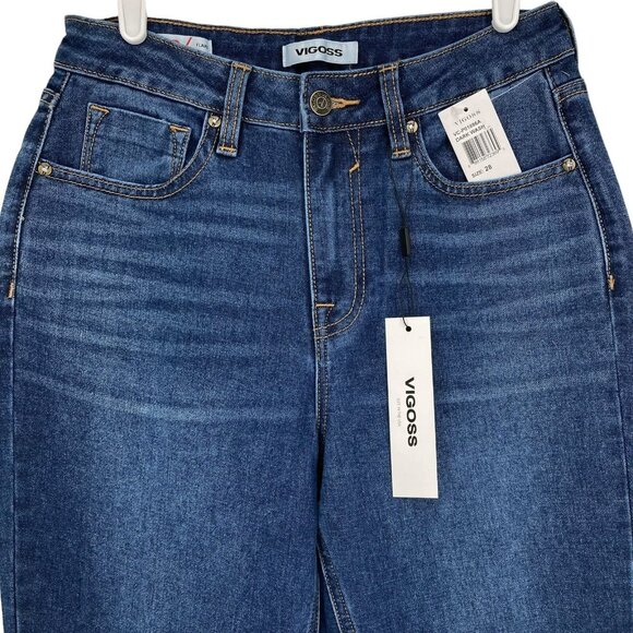 VIGOSS Womens Denim Jeans Size 28 High Rise Flare Leg Stretch Dark Wash Blue NWT - Picture 3 of 12